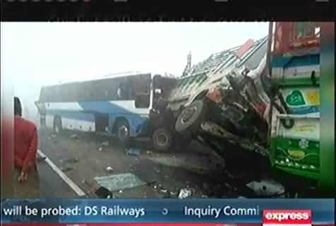 14 people killed and 70 injured due to Dense smog near Sukhekhi Interchange caused collisions b/w 15 cars