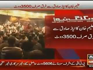 Ayaz Sadiq Aur Aleem Khan Ke Darmiyaan Vote Ka Farq Kum Hone Laga