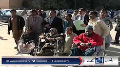 Disabled persons protest in front of Chief Secretary Sindh