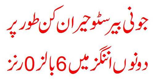 England Batsman Jonny Bairstow 6 Balls 0 Run