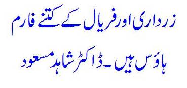 Es Waqt Zardari Sahab Aur Adi Ke 105 Form Houses Hain..Dr Shahid Masood