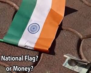Money And Indian National Flag Is On The Road-Watch People Reaction