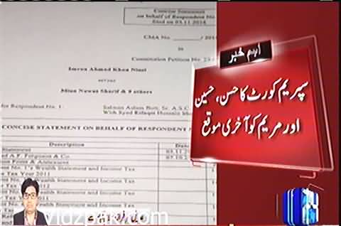 Supreme Court strictly asked to submit reply on Panama from Maryam, Hassan and Hussain Nawaz and postpone the proceeding till monday